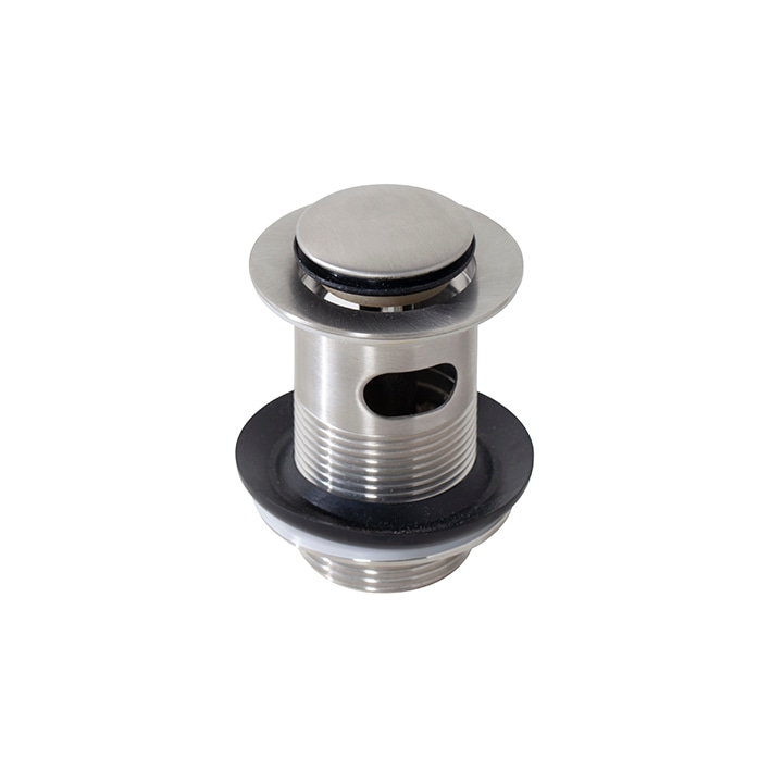 VACIADOR PULSADOR CLICKER CON REBOSADERO INOXIDABLE CEPILLADO
