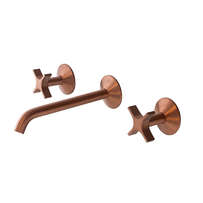 BATERIA LIGNAGE CROSS LAVABO ENCASTRE 3P COBRE CEPILLADO