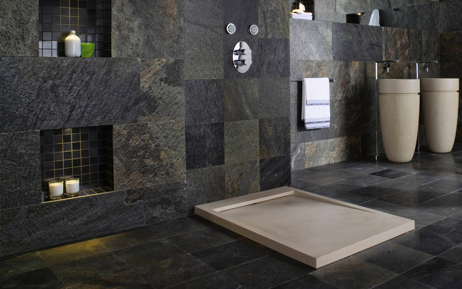 Piatto doccia in pietra naturale Essence Beige Classico 120 cm x 80 cm x 5 cm - Porcelanosa