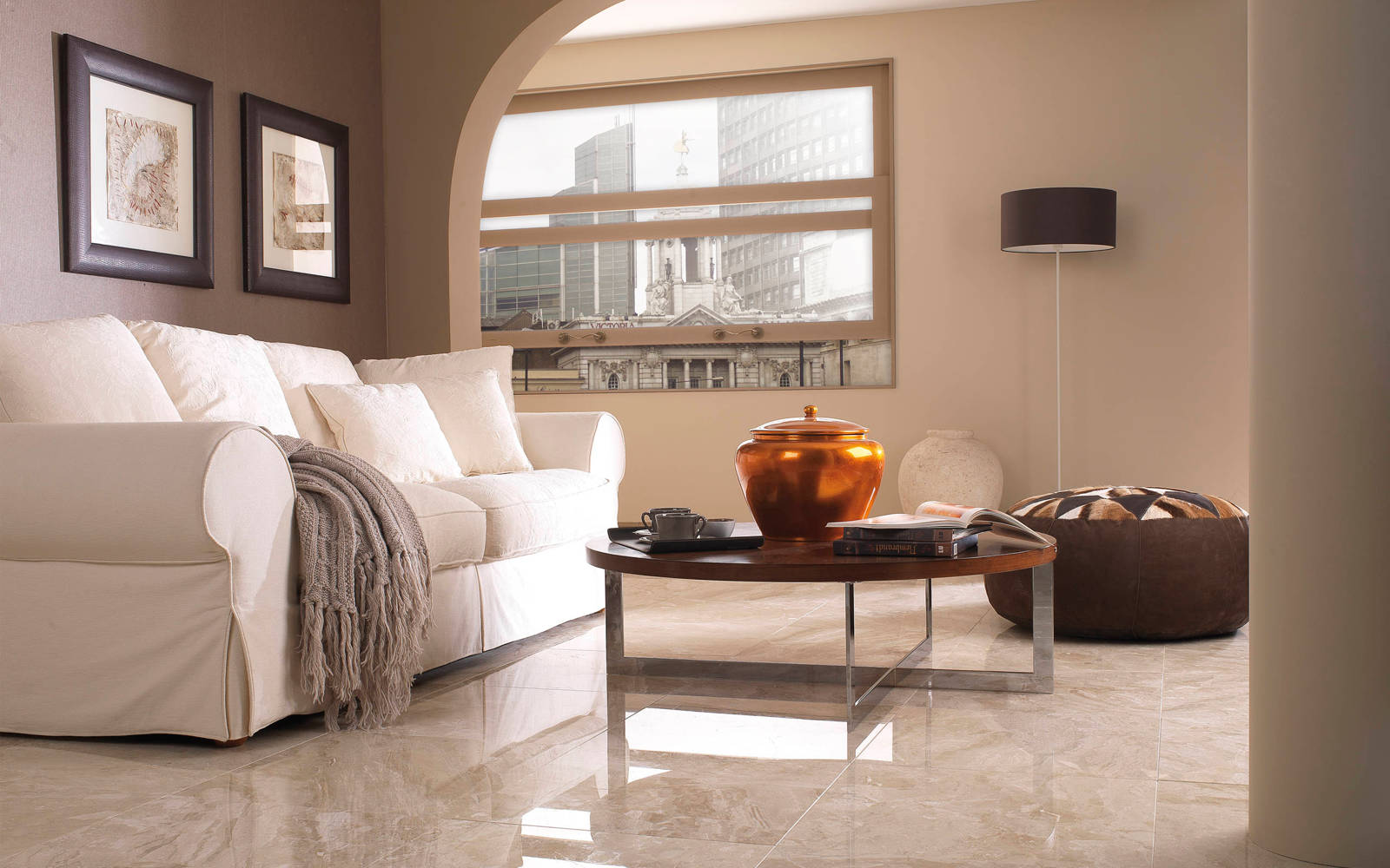 Piso piedra natural Nairobi Crema Pulido 40 cm x 80 cm x 1,5 cm - Porcelanosa