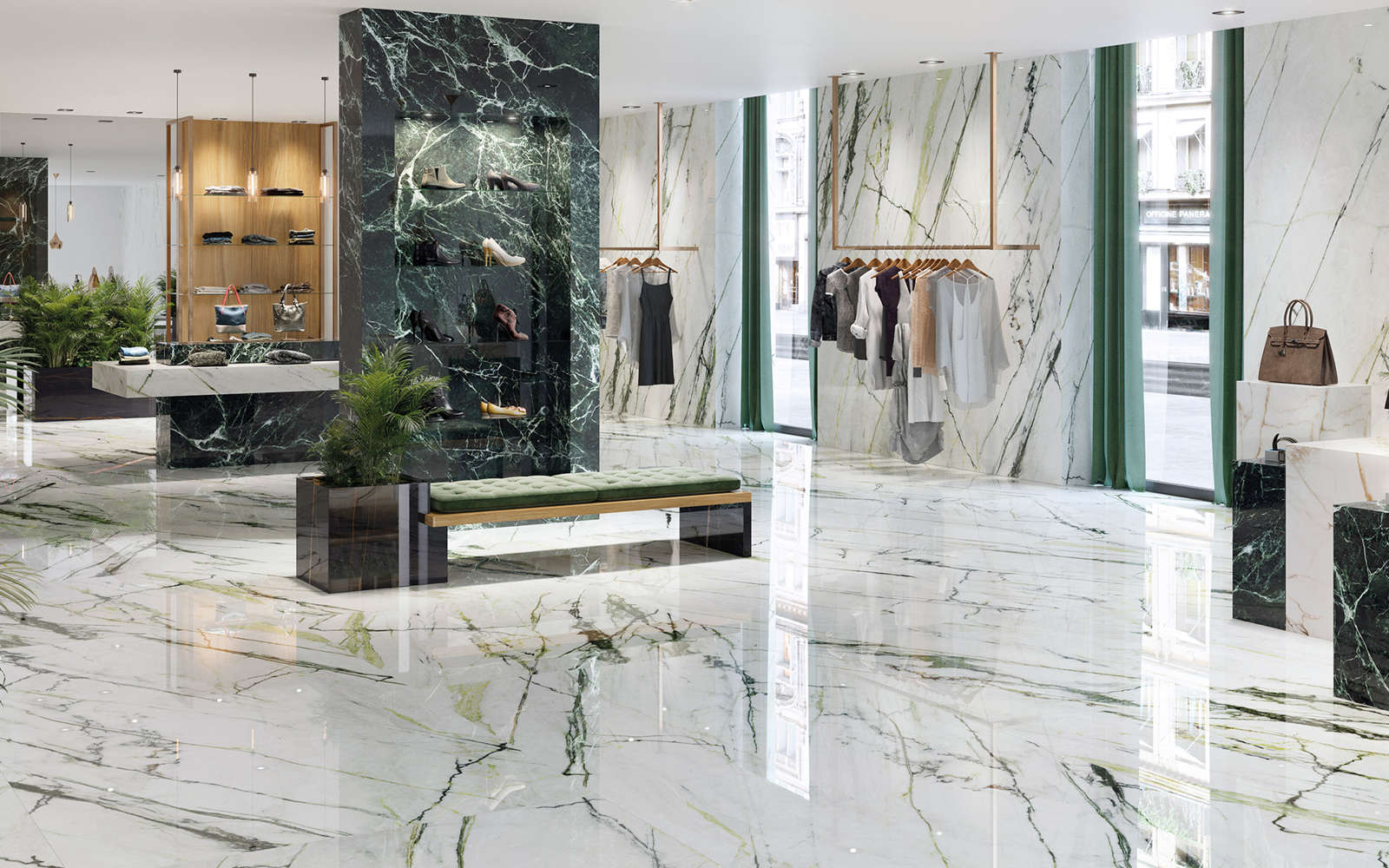 XLIGHT墙体瓷砖 Calacatta Green 120 cm x 270 cm - Porcelanosa