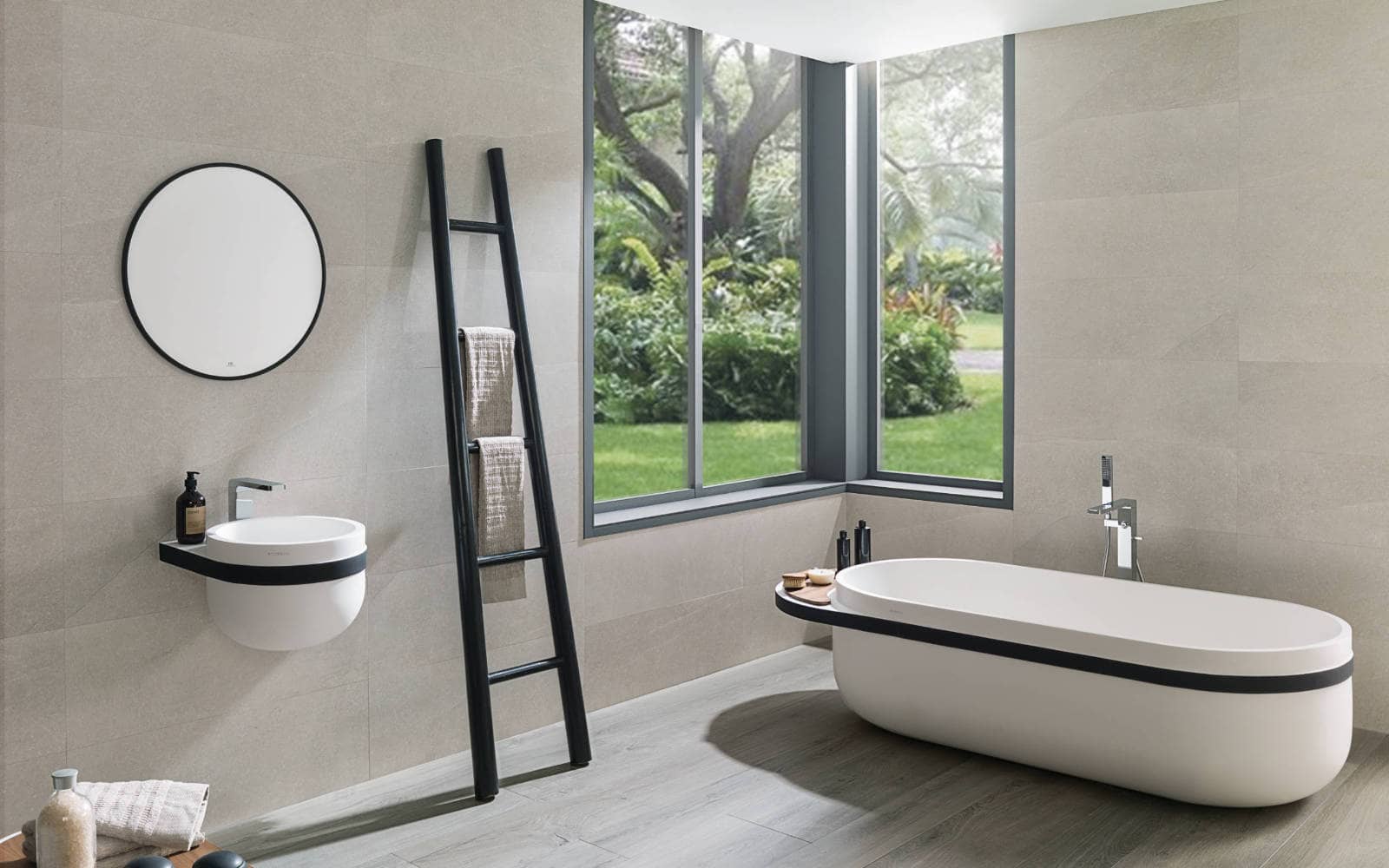 Mur : carrelage en céramique Boston Bone 33,3 cm x 100 cm - Porcelanosa