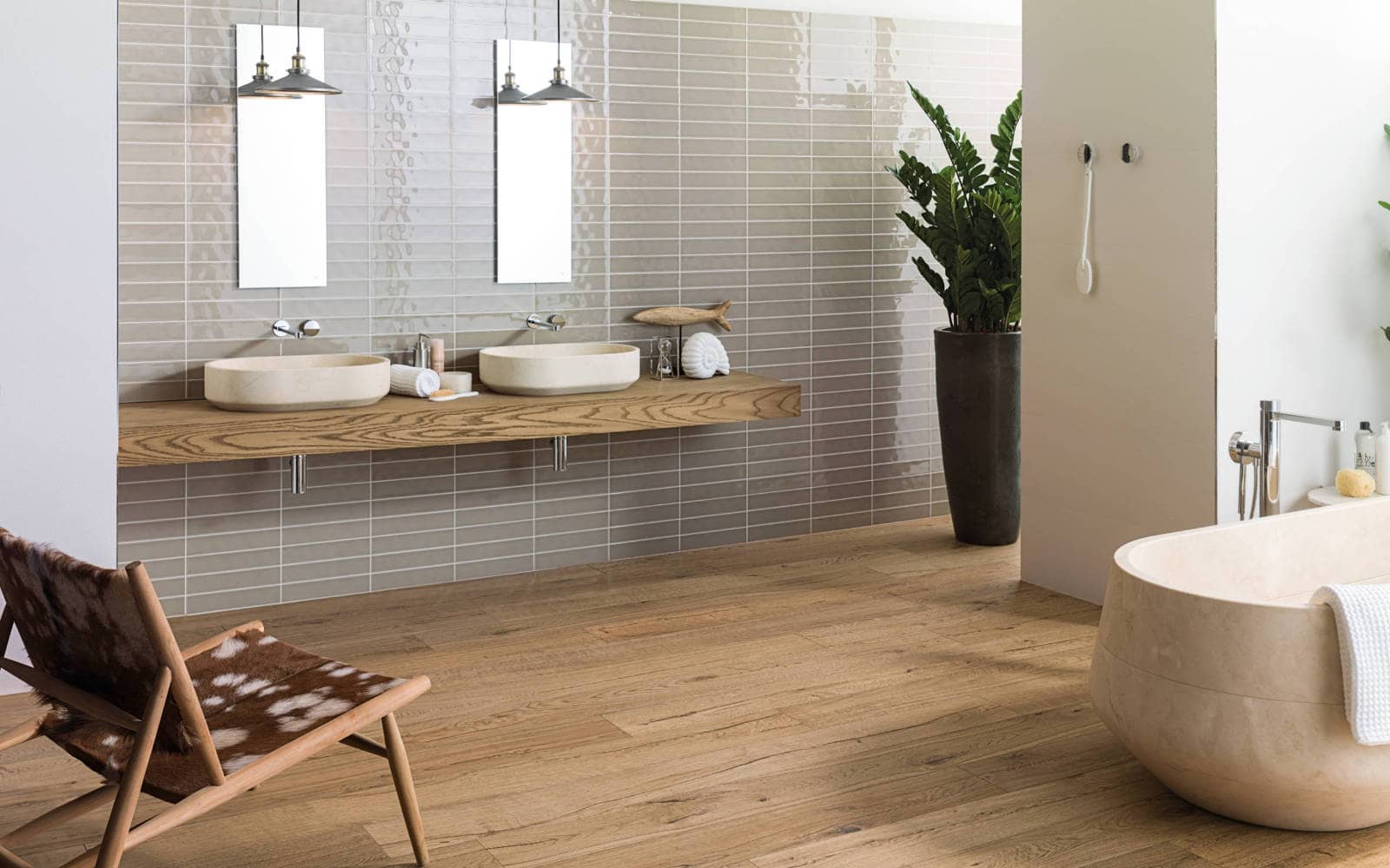 Sol : carrelage PAR-KER® Delaware Natural 19,3 cm x 180 cm · 29,4 cm x 180 cm - Porcelanosa