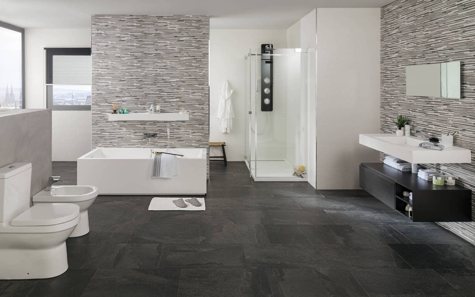 Mur : carrelage en céramique Jersey Mix · Bali Nieve 33,3 cm x 100 cm - Porcelanosa