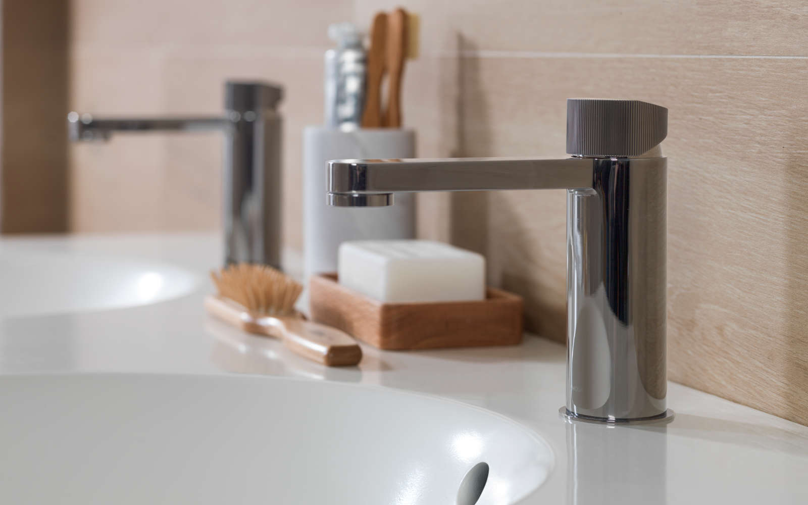 욕실 수도꼭지 Monomando lavabo apoyo maneta estriada Tono - Porcelanosa