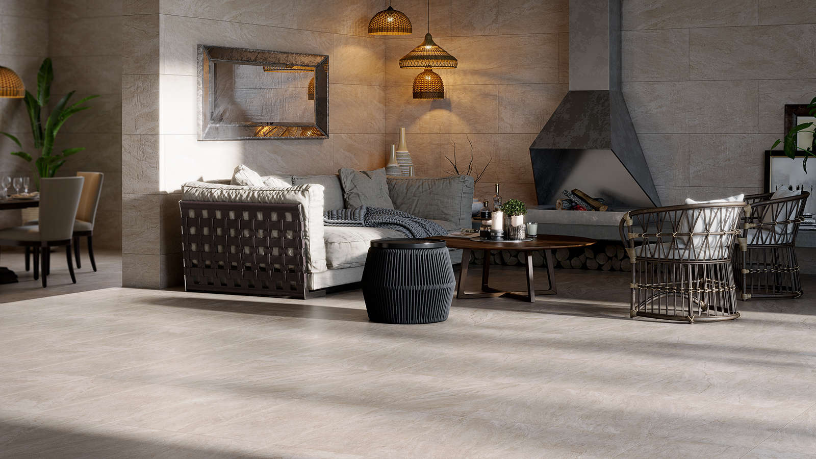 Mur : carrelage en céramique Austin Natural 45 cm x 120 cm - Porcelanosa