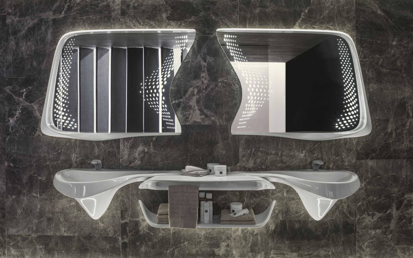 Lavabi Lavabos version izquierda y derecha con balda central Vitae - Porcelanosa