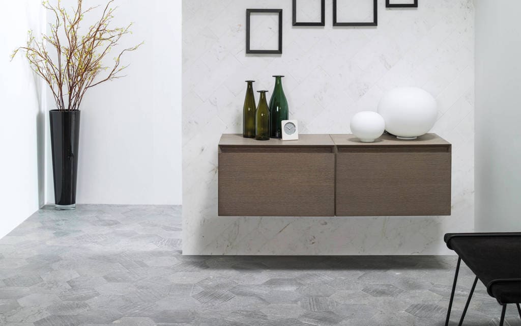 Sol : Mosaïque Air Hexagon Black 27,2 cm x 30,4 cm x 0,6 cm - Porcelanosa