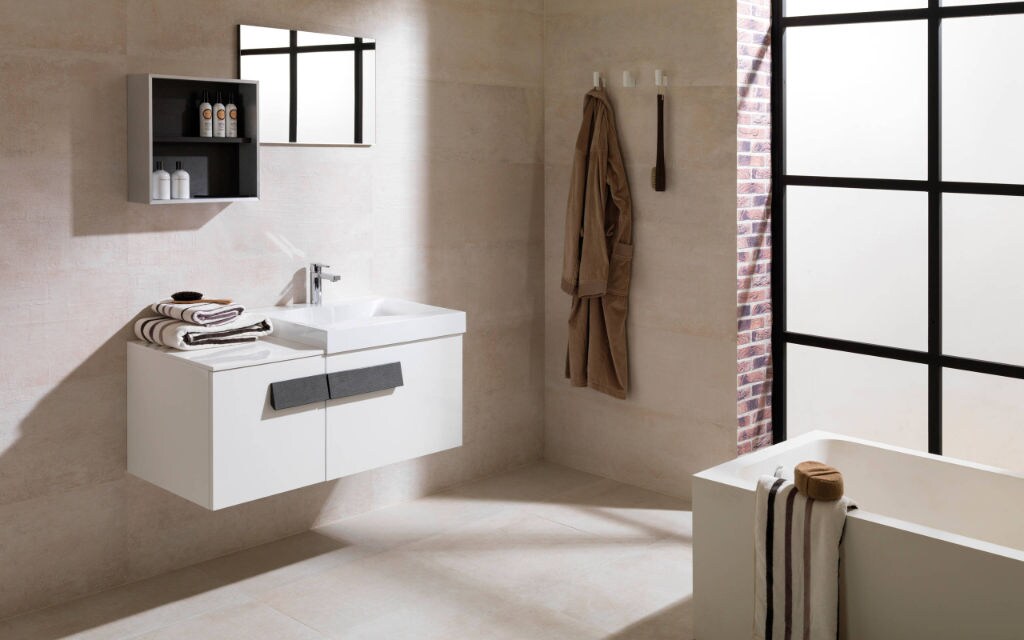Meuble en bois naturel Minim Wood Beige Crema Italia 80 cm x 50 cm x 40 cm - Porcelanosa