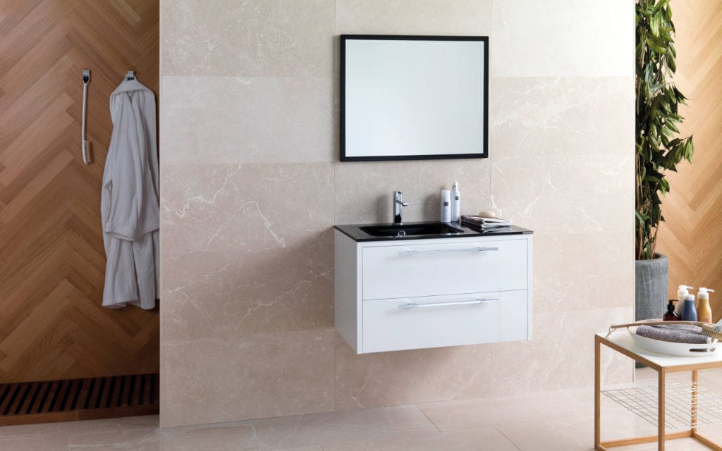 Meuble en bois naturel Minim Wood Beige Crema Italia 80 cm x 50 cm x 40 cm - Porcelanosa