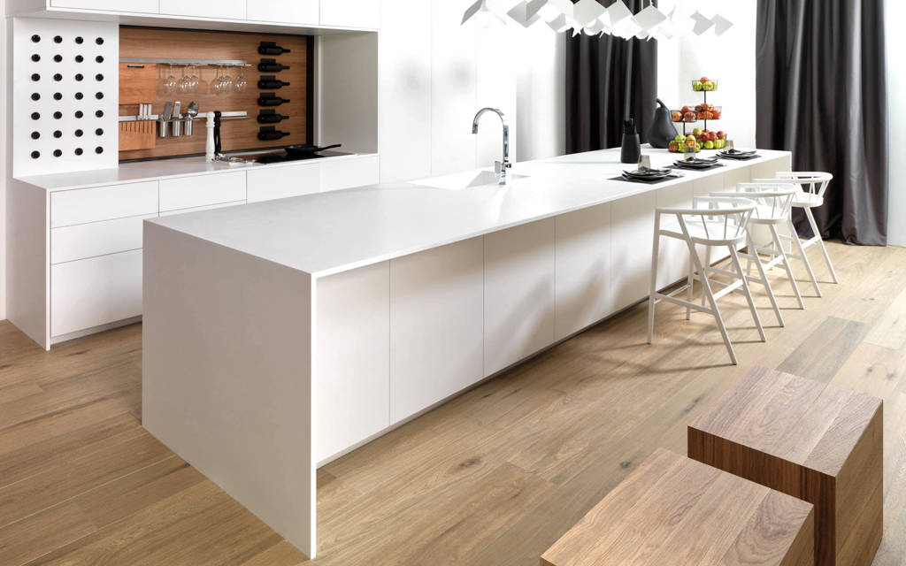 Mobiliario de cocina E6.00 Roble Alba · E4.90 Blanco Snow Mate - Porcelanosa