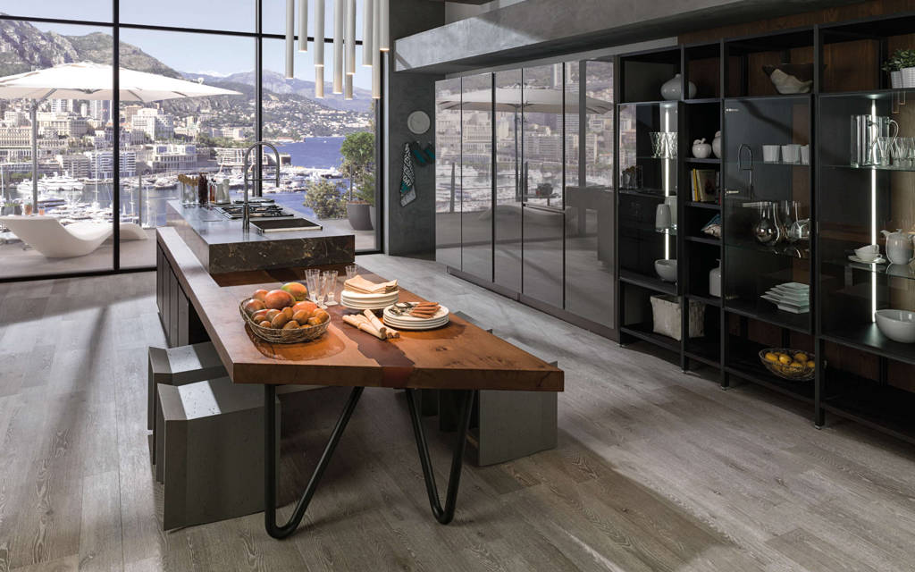 Mobiliario de cocina E6.00 Roble Alba · E4.90 Blanco Snow Mate - Porcelanosa