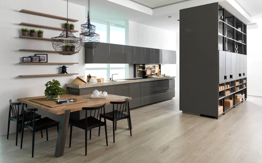 Mobiliario de cocina E6.00 Roble Alba · E4.90 Blanco Snow Mate - Porcelanosa