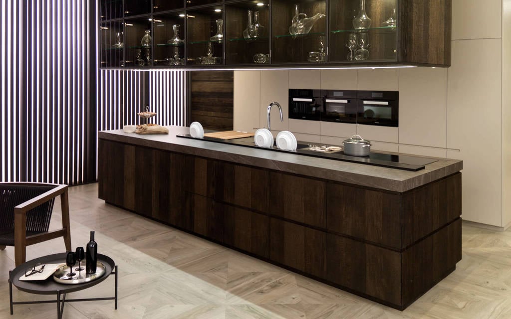 Mobiliario de cocina E6.00 Roble Alba · E4.90 Blanco Snow Mate - Porcelanosa