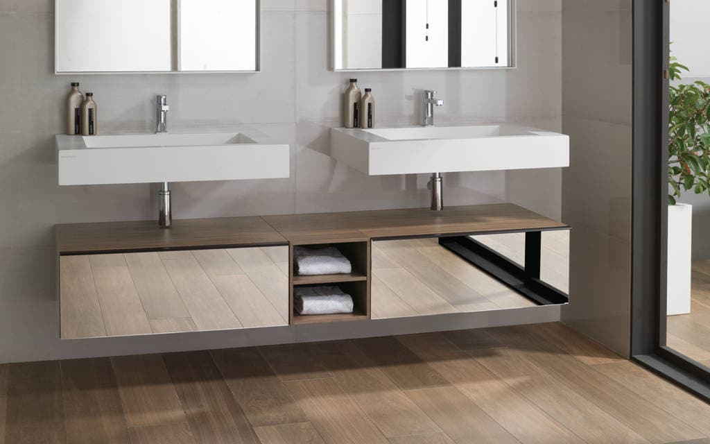 Modern Bathroom Furniture Units Porcelanosa - Bathroom Under Sink Storage Wooden Floor