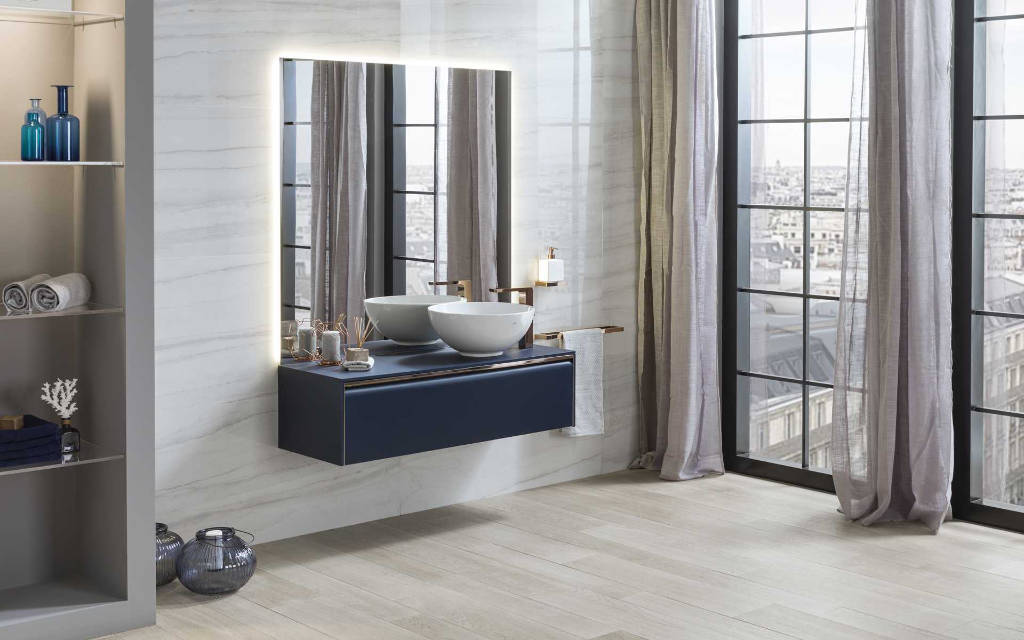 Meuble en bois naturel Minim Wood Beige Crema Italia 80 cm x 50 cm x 40 cm - Porcelanosa