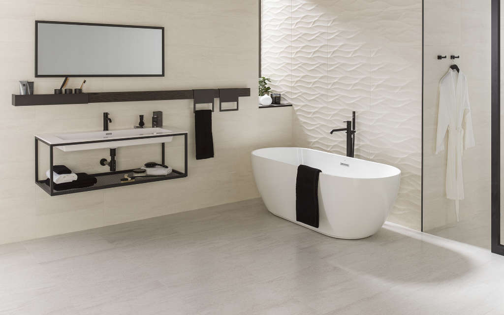 Dalles vinyle Linkfloor Rock White 45 cm x 90 cm x 0,55 cm - Porcelanosa