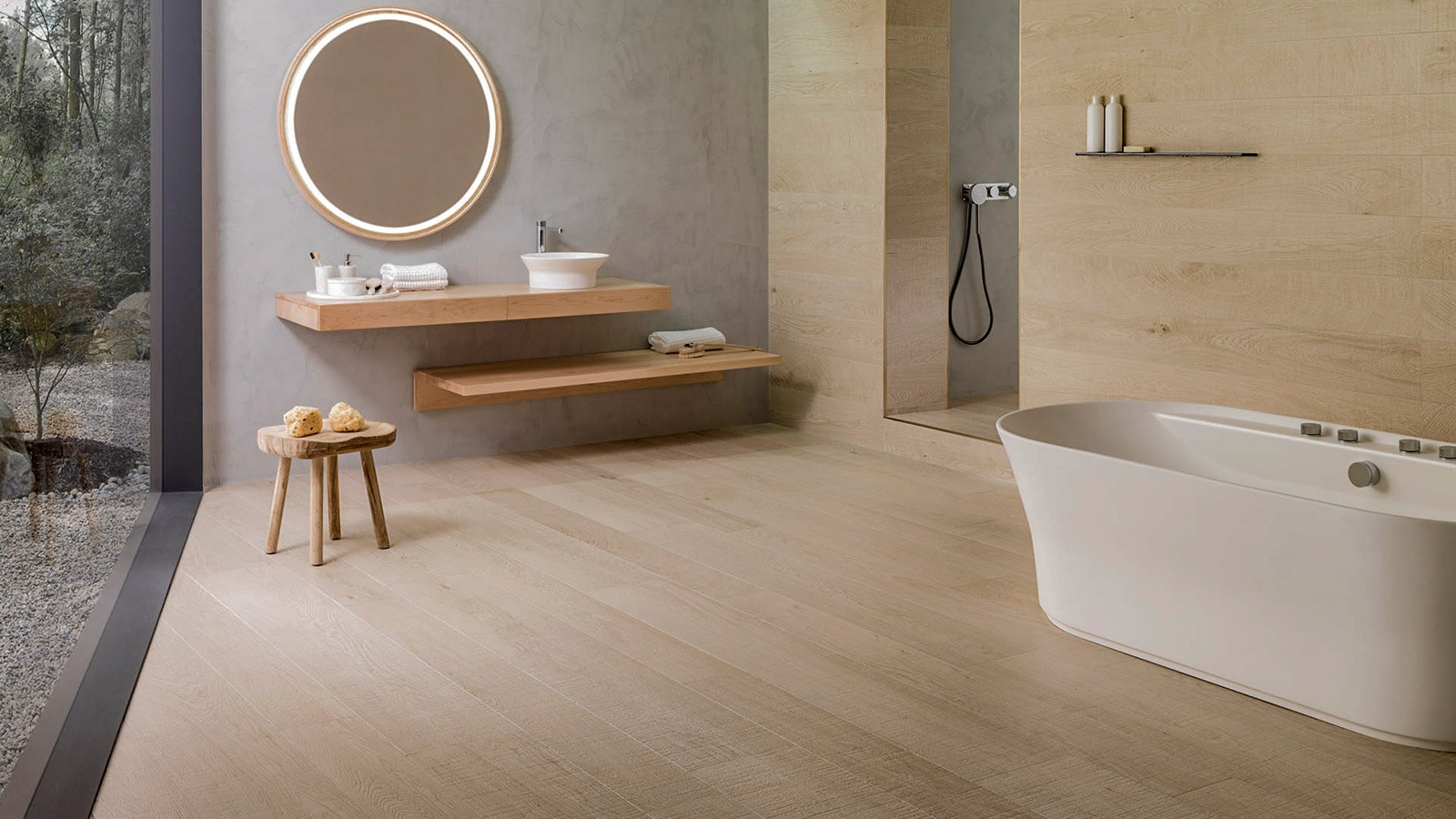 GET THE LOOK : association du ciment et de Chelsea de PAR-KER afin de créer une salle de bain au style minimaliste