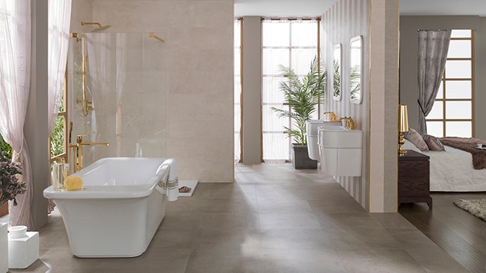 Baños de lujo minimalista con las bañeras exentas de Noken: Lounge y Chelsea