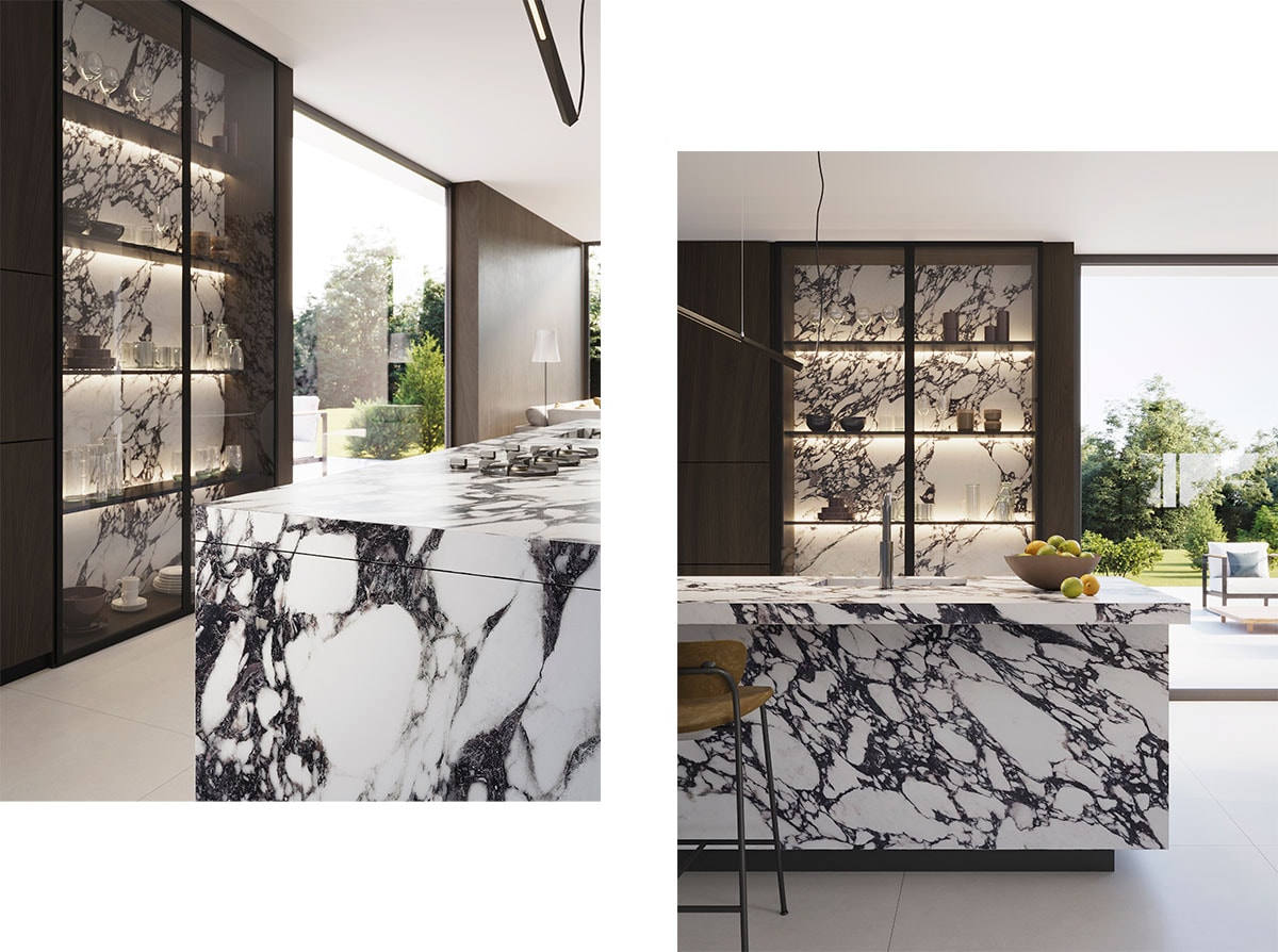 Marble kitchen island