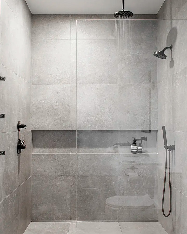 Spreading the shower wall shelf all over the wall