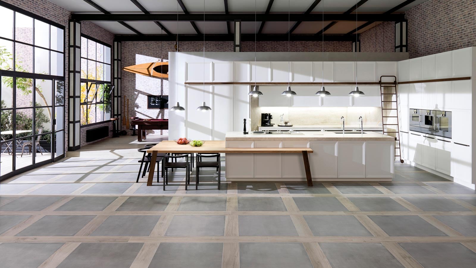 Kitchen flooring ideas combining wood and ceramic tiles ...