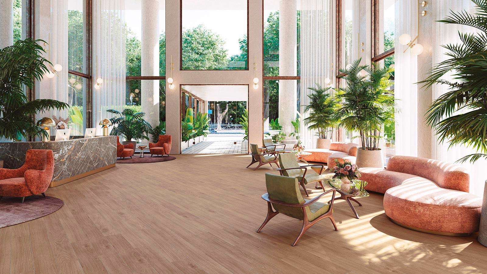 Adjoined patio areas: interiors connected with the exterior