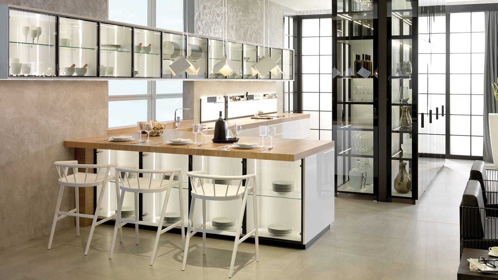 Estratificado Cocina E3.70 Blanco Glass Blanco Emotions Mate Cristal Transparente Gamadecor Porcelanosa