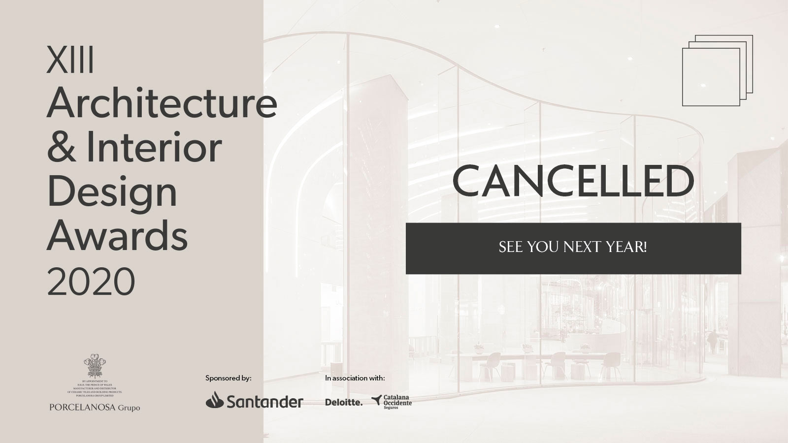 PORCELANOSA cancela los XIII Premios de Arquitectura e Interiorismo