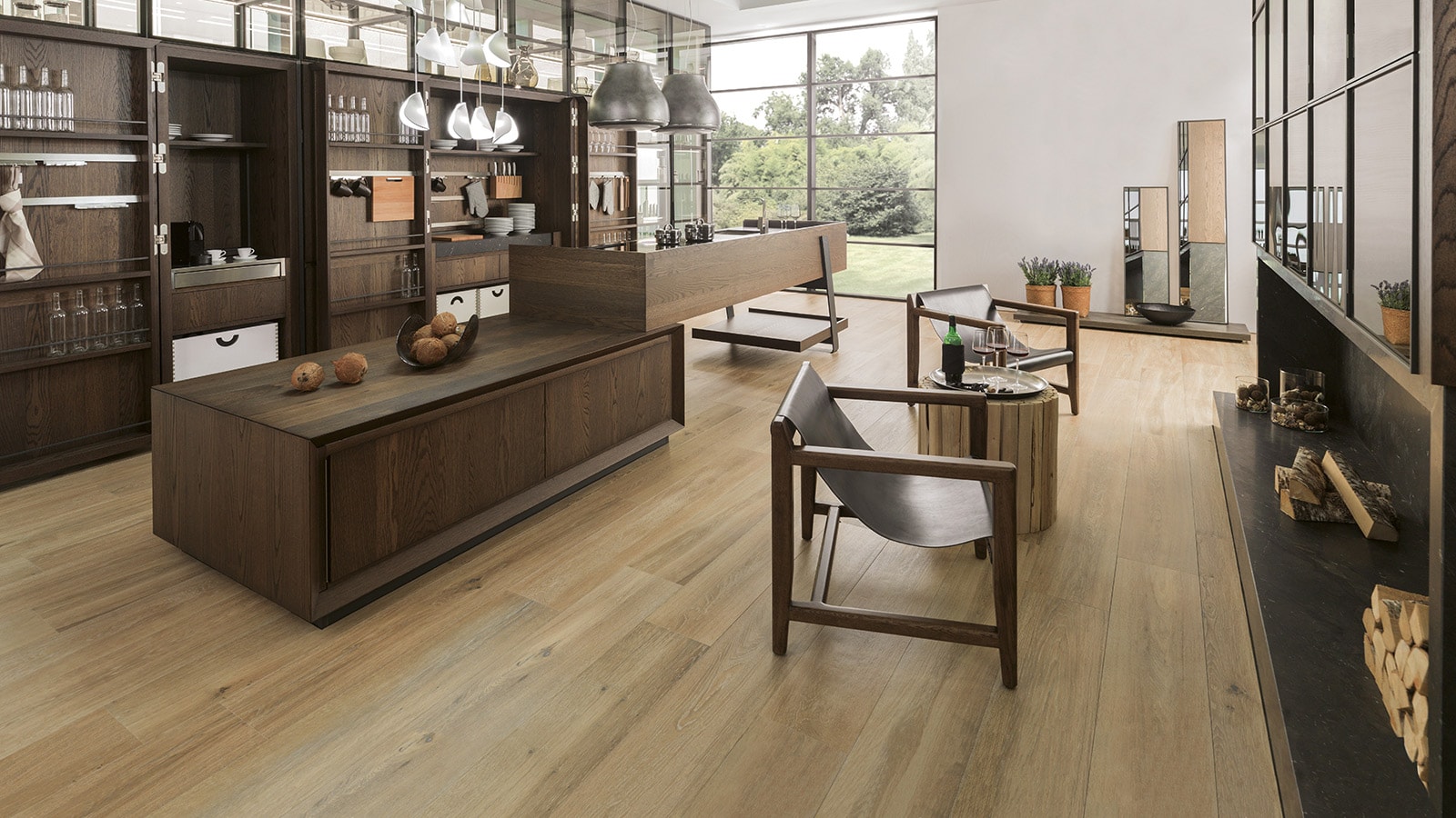 kitchens with wooden floors