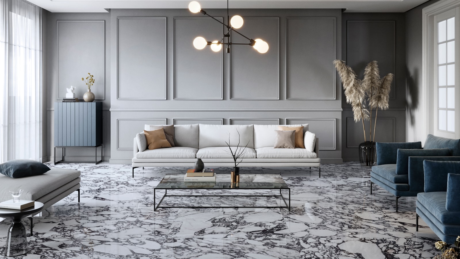 XTone Viola Blue Polished 120 cm x 120 cm Urbatek Porcelanosa