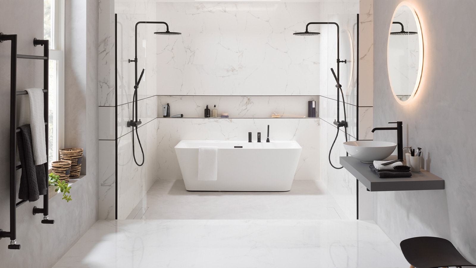 desayuno adiós Consejo Cuartos de baño con bañera y ducha a la vez - PORCELANOSA TrendBook