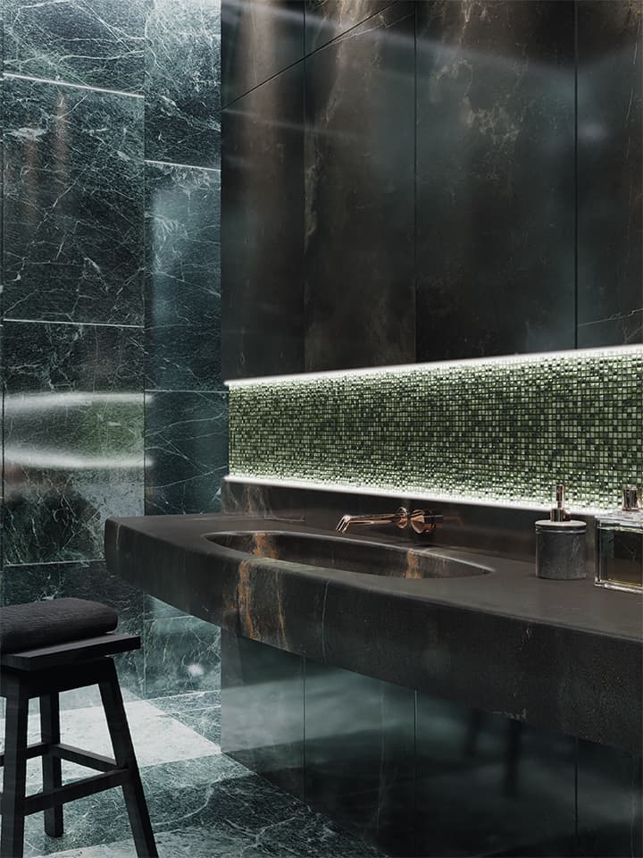 Green mosaic tiles for the bathroom