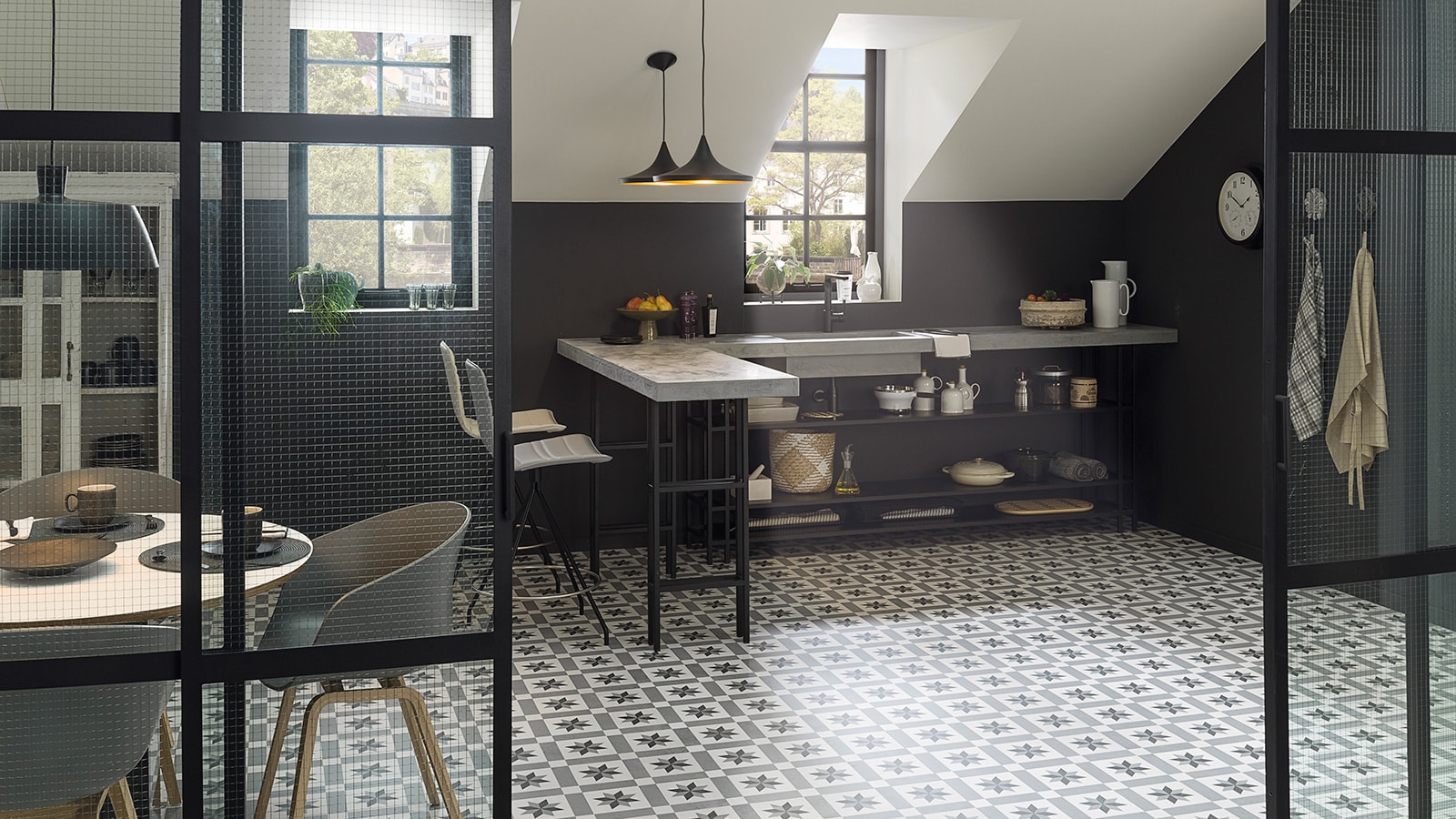 PORCELANOSA opts for hydraulic pieces and a Modernist style with its Medina collection
