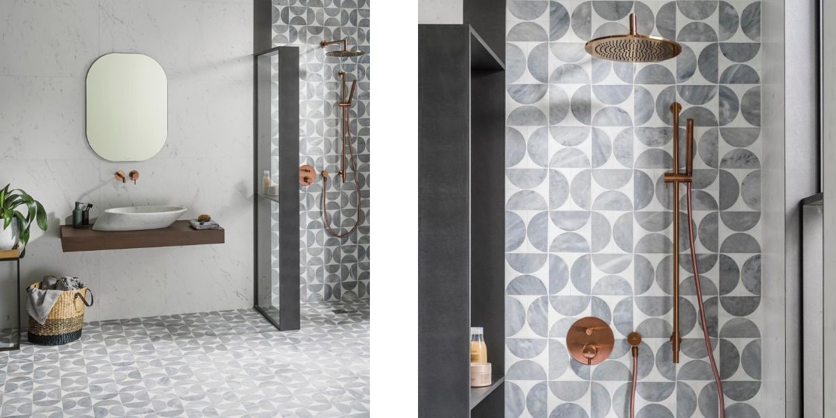 70s geometric family bathroom
