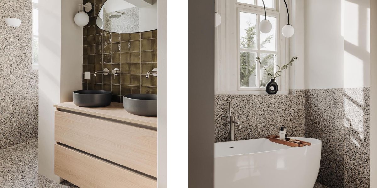 Mid-Century terrazzo / Retro tiles- Traviso Gris – @gwenhoopman_interiors