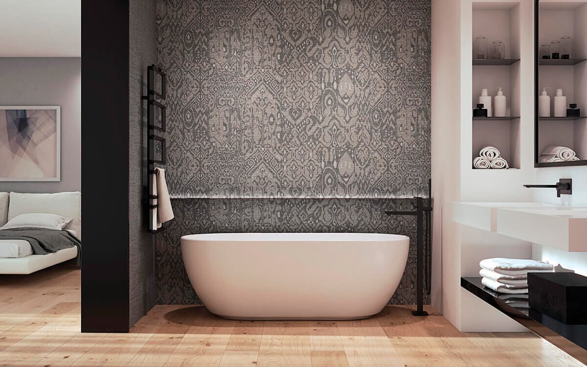 Bathroom artistic patterned tiles wall