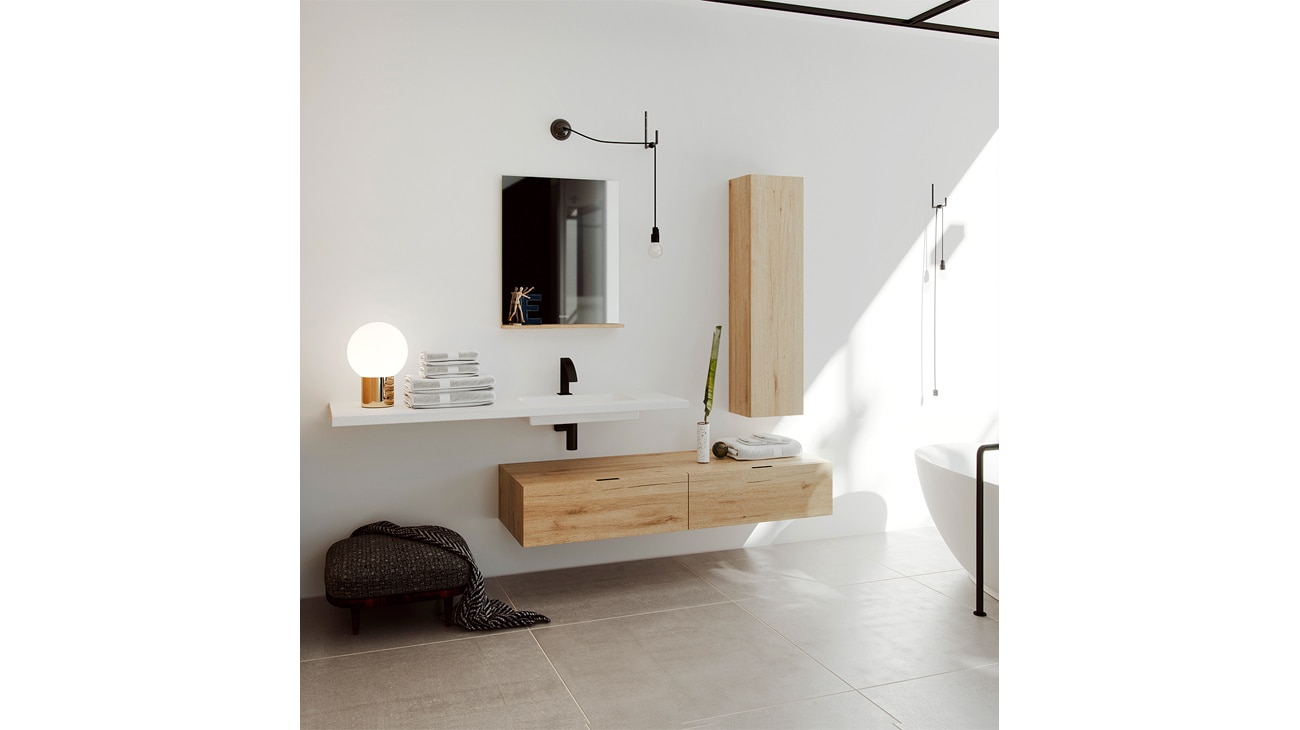 Lavabo y encimera Custom Natural, de Krion.