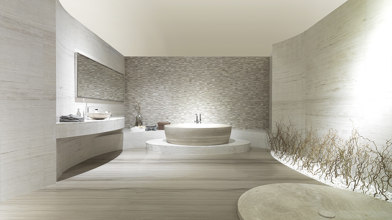 Travertine Silver Wood Classico bathroom by L'Antic Colonial.