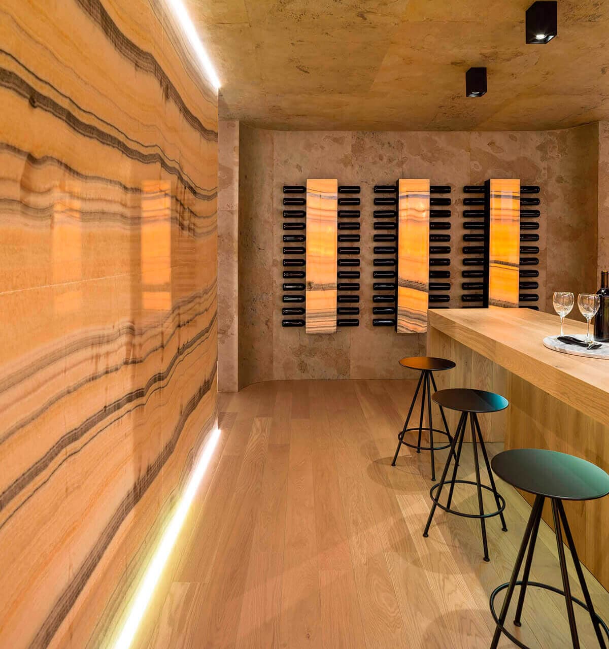 Home bar with timber floor and bar worktop