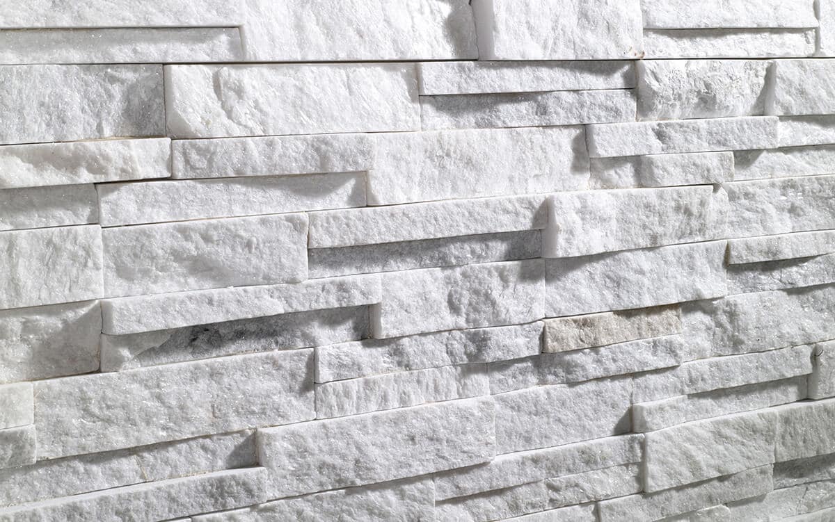 White split face tiles wall