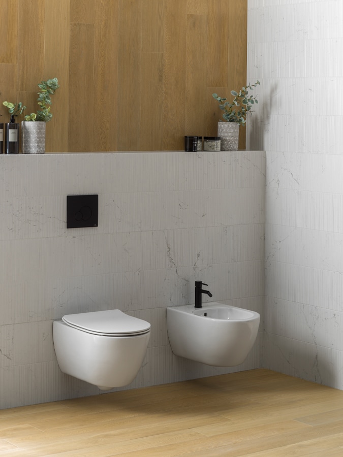 Arquitect wall-hung toilet and bidet by Noken.